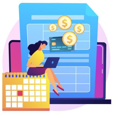 Pay a balance owed abstract concept vector illustration. Making credit payment, pay owed money to a bank, irs balance due, debt consolidation and management, taxpayer bill abstract metaphor.