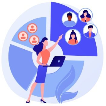 Audience segmentation abstract concept vector illustration. Customer segmentation, digital marketing tool, target audience collection, targeted message, digital ad campaign abstract metaphor.