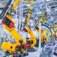 robots in a car plant robotic arms in a car plant